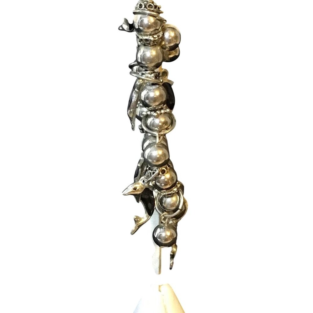 Silver Tone Dolphin Charm Bracelet With Stretch Design & Bead Accents (1358) - Picture 3 of 4